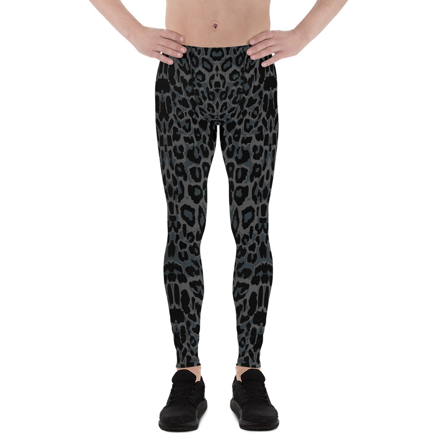 Black Leopard Spots Leggings for Men